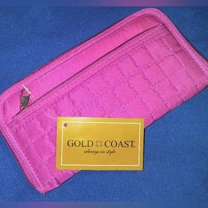 "Gold Coast" Women's Hot Pink Accordion Clutch Wallet